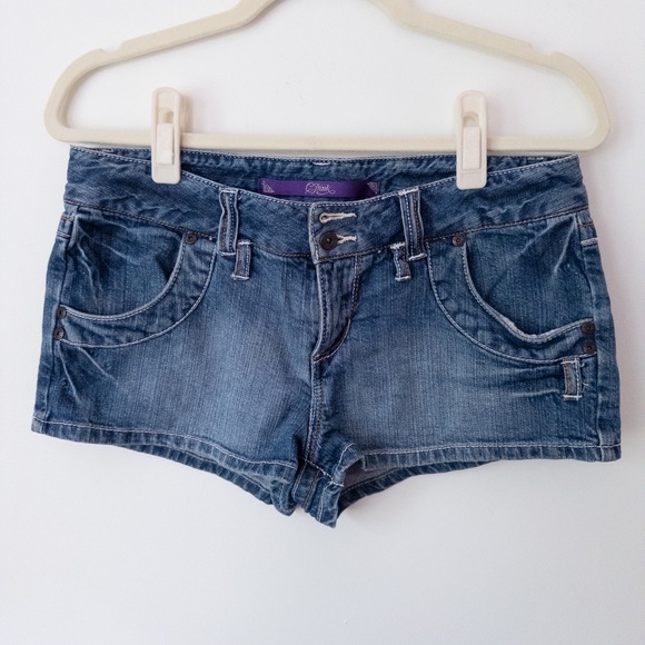 Pants - C. Pink Denim Micro Shorts Size 9 Low Rise Distressed Y2K Jean 1.5” Inseam 2000s